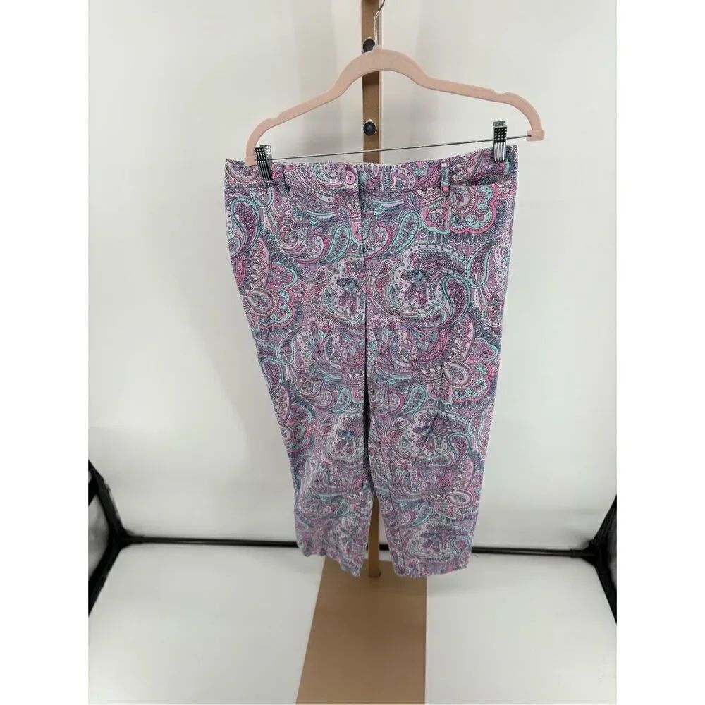 Talbots Perfect Crop Pant Polished Paisley Size 10 Pink Purple